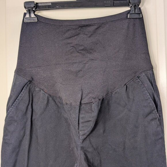 Black Maternity Chino Pants with Full Belly Panel - Picture 1 of 6